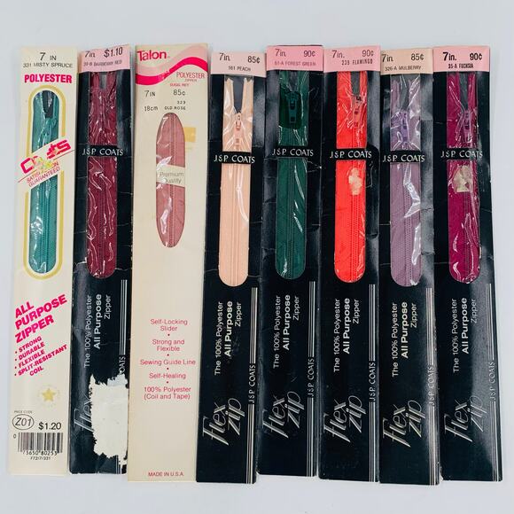 JP Coats Zipper 7 inch Polyester Nylon Multicolor Lot 8 Zippers All Purpose USA - Picture 10 of 10